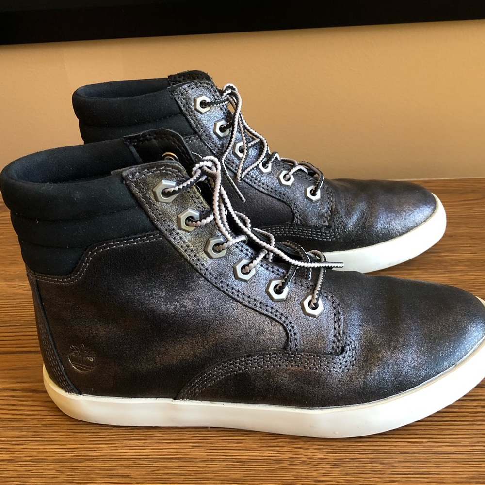 Timberland Black Metallic High Top Leather Sneaker - Picture 11 of 14